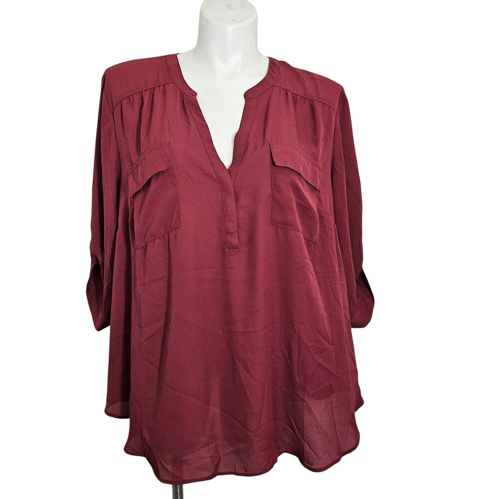 Torrid Georgette Pullover Blouse Burgundy Plus Size 4/4X